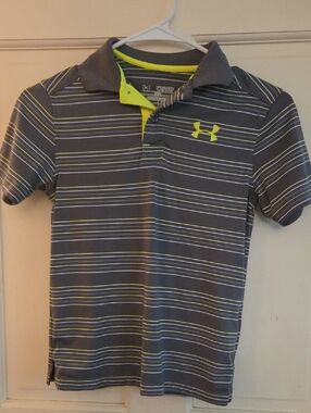 Under Armour Gray Polo with Neon Yellow Accents